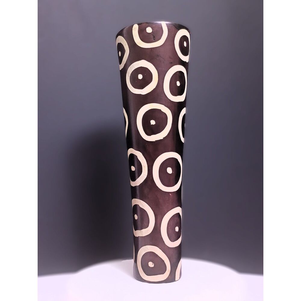 Buffalo Boutique Tapered Cast Metal Vase Circle Design Handcrafted Western Décor